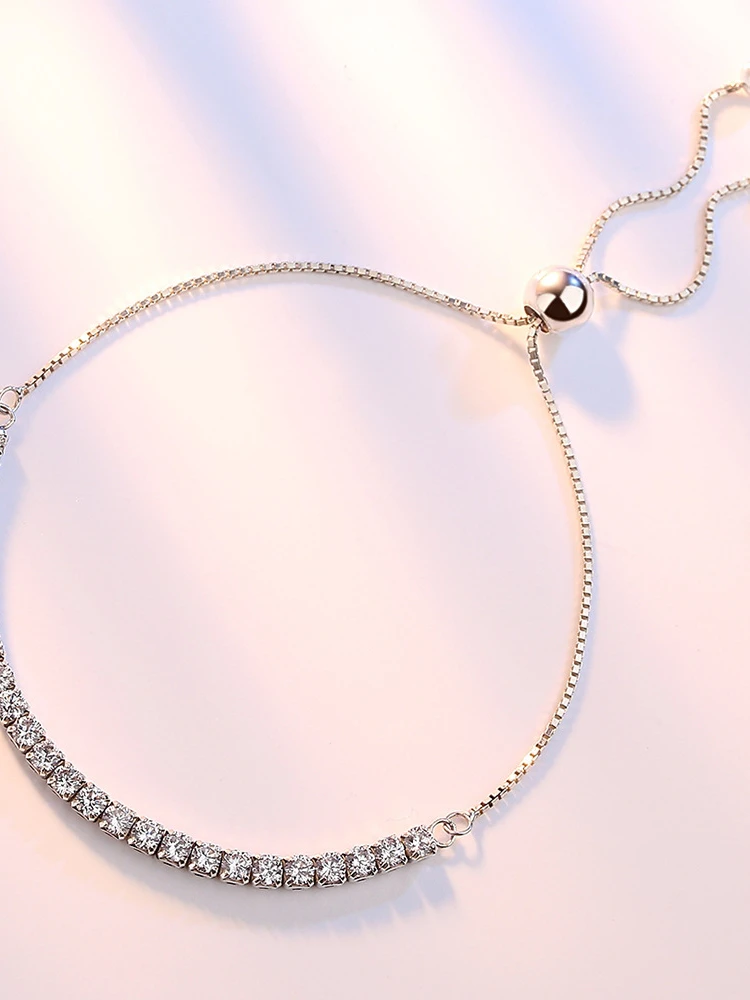 Fine 925 Sterling Silver Bracelet Elegant Zircon Tennis Crystal Chain For Women Fashion Noble Engagement Wedding Glam view 4