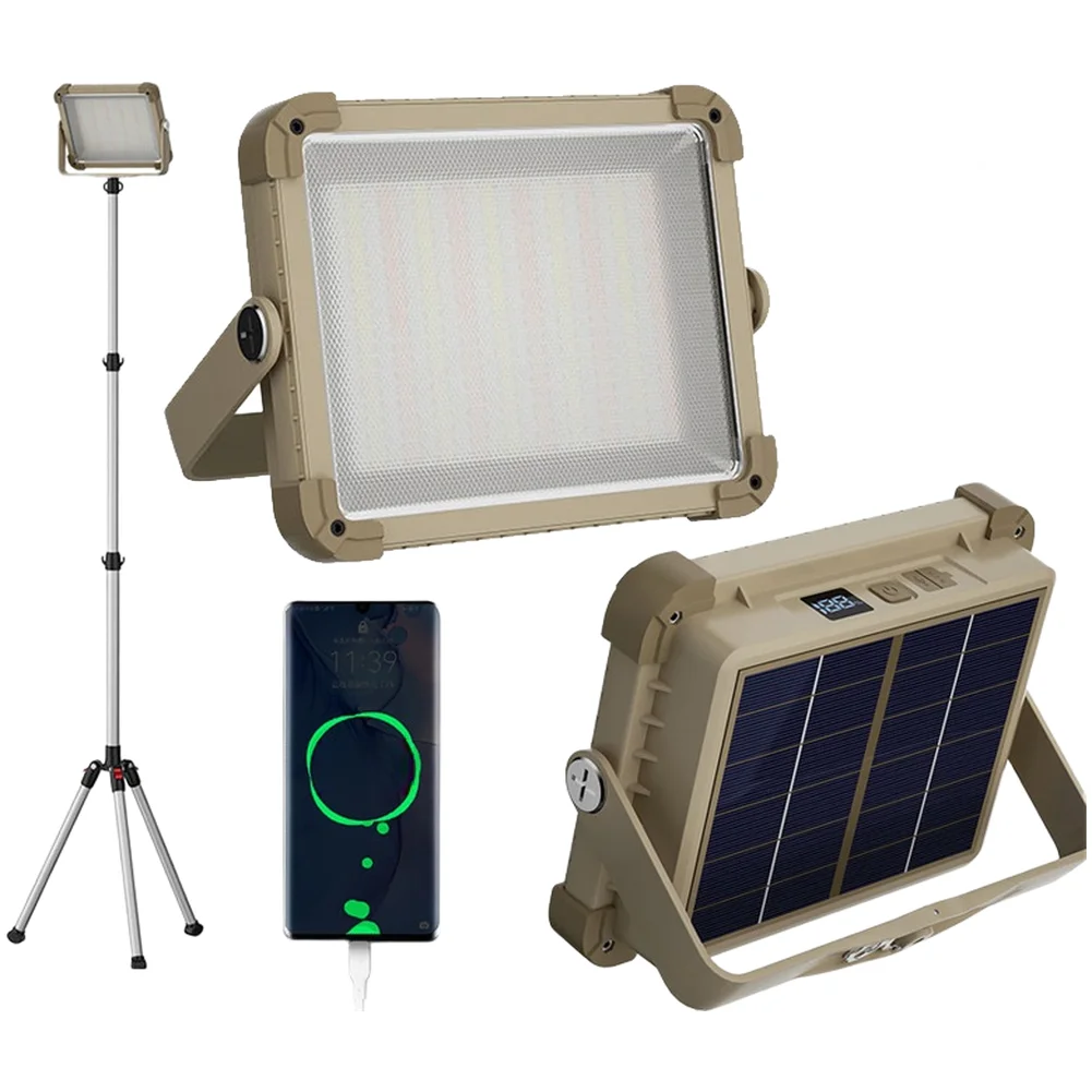 8000mAh Solar Flood Light Remote Control Outdoor Work Light 1000 lumens 10 LED IP55 Stainless Steel 2 1m Bracket Solar