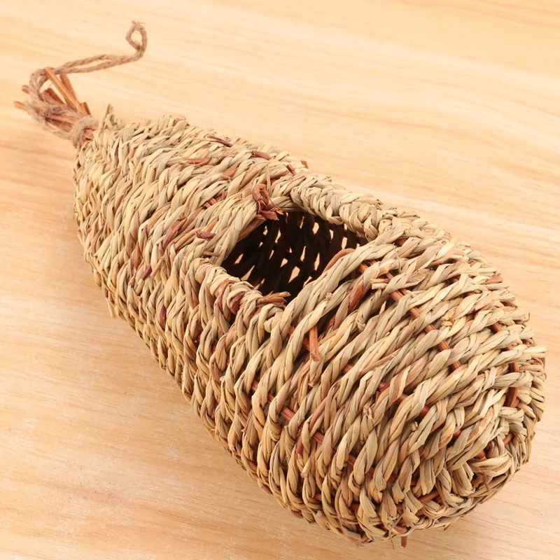 Garden Handing Birds Nest Box Breeding Swallows Nest Grass Hand Woven Birdhouses For Outdoors Hanging