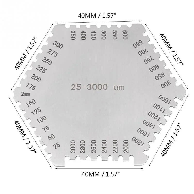 NEW Stainless Steel Hexagon Wet Film Comb Instrument High Precision Wet Diaphragm Thickness Gauge Width Measuring Instruments