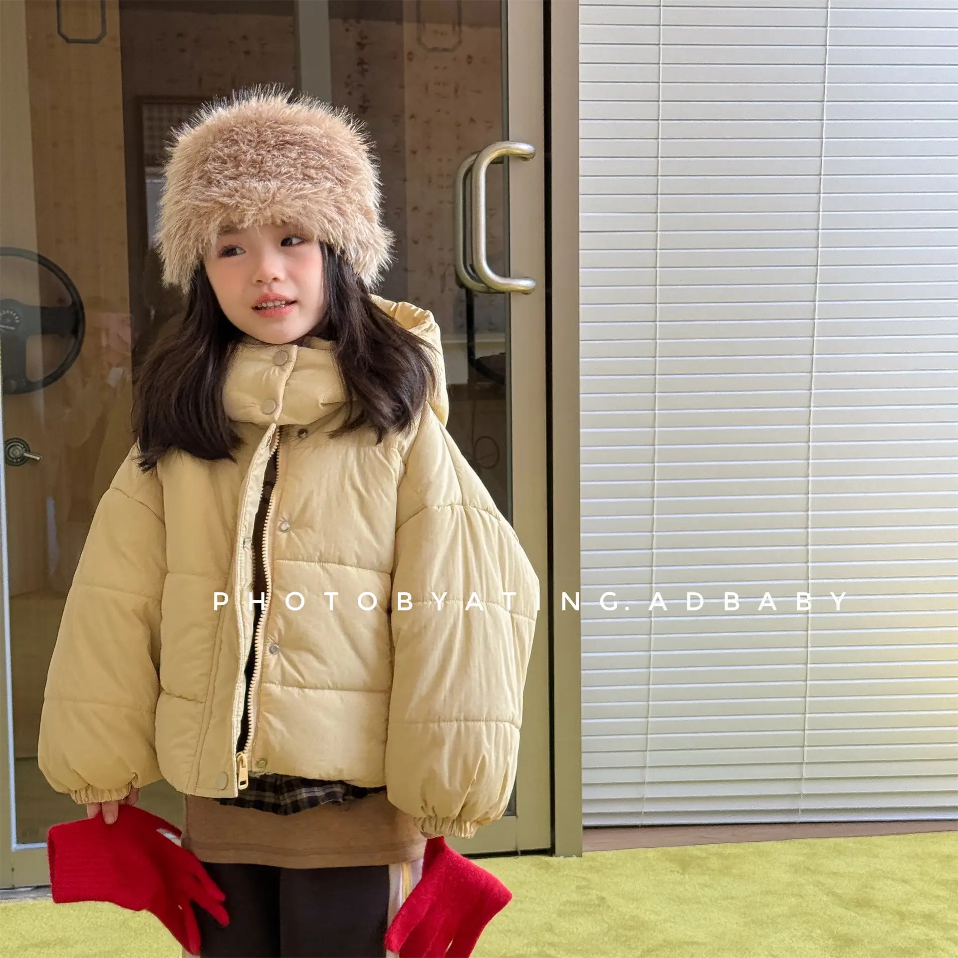 

2025 Winter Kids Clothing Korean Style Jacket with Hood Children's Cotton-filled Coat for Girls Boys Toddler Outerwear Warm