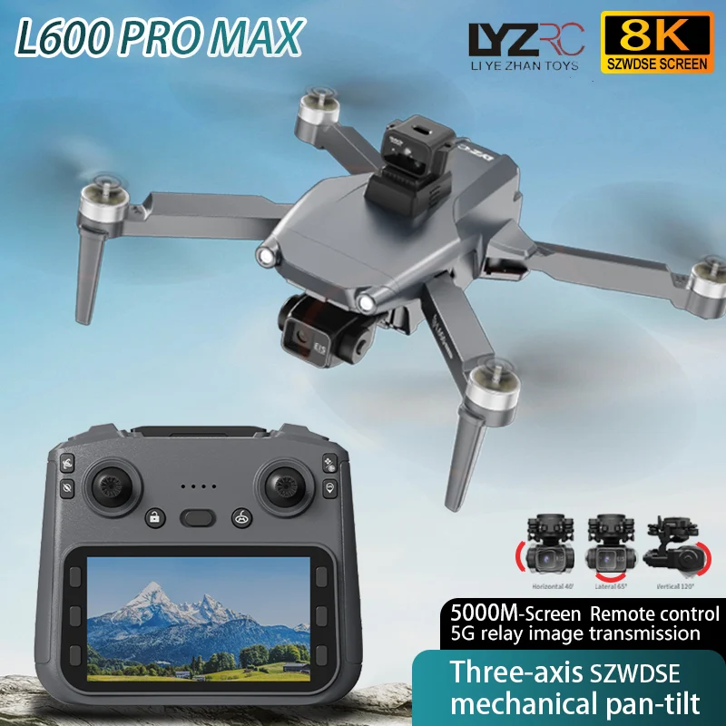 L600 Pro MAX GPS Drone 8K كاميرا احترافية عالية الدقة مع شاشة 3 محاور Gimbal 5G WIFI 5KM تجنب العوائق بدون فرش Rc Quadcopte #1