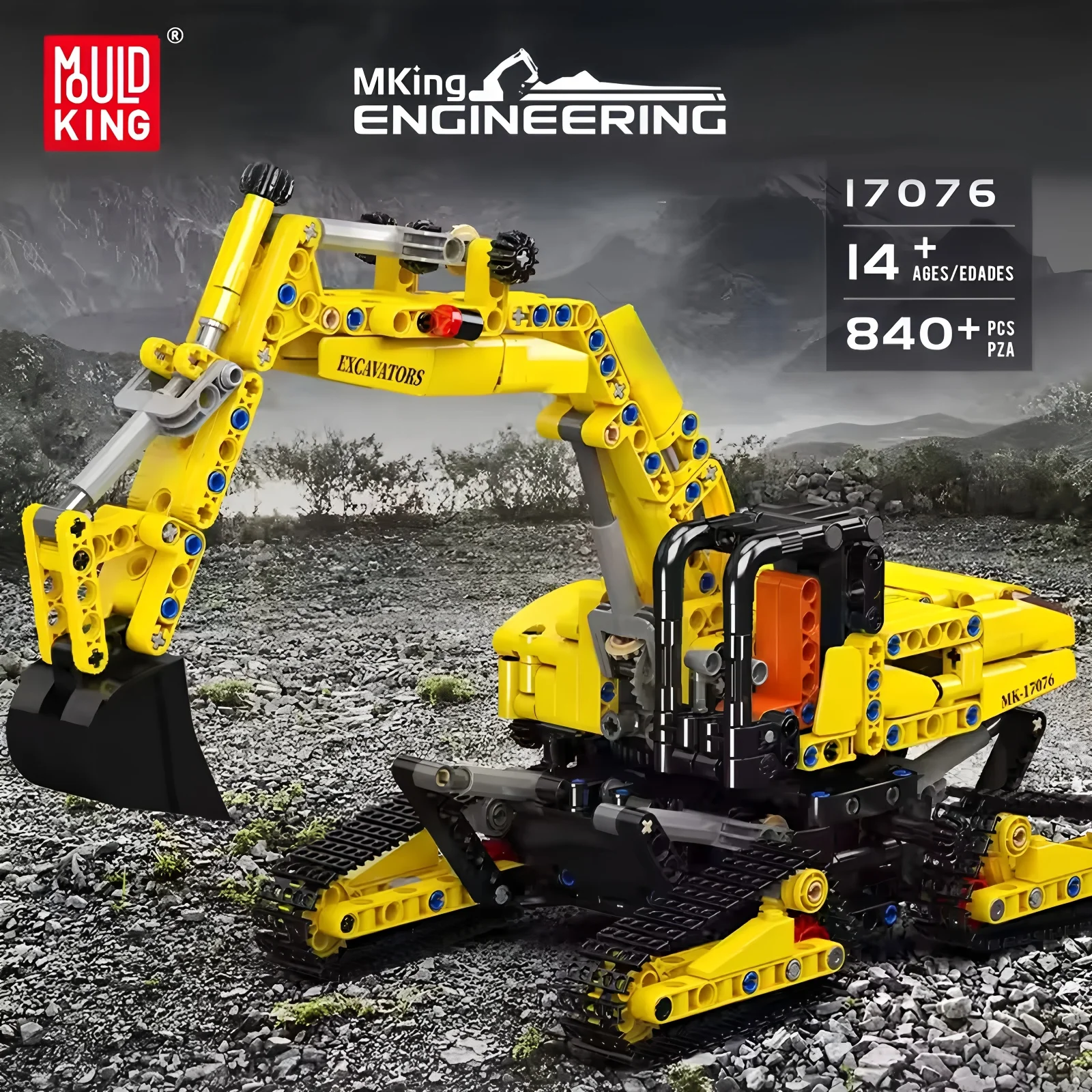 Molde rei 17076 caminhão técnico brinquedos o futuro escavadeira bloco de construção montagem enginerring carro tijolo conjunto crianças presente natal