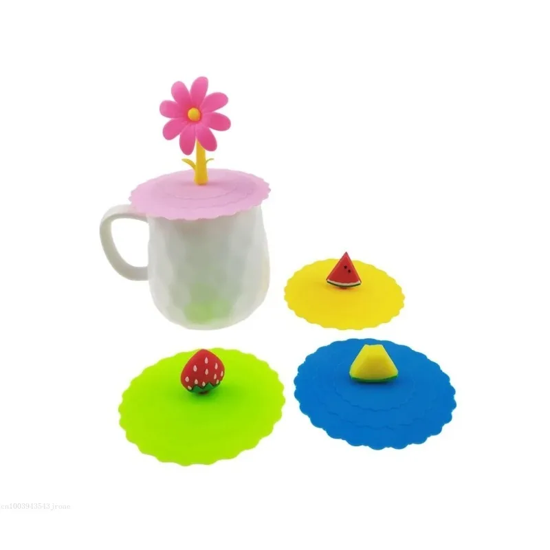 10cm Reusable Silicone Cup Cover Cute Seal Suction Cup Cover Dustproof Leakproof Tea Coffee Lids Cap Cup Accessories