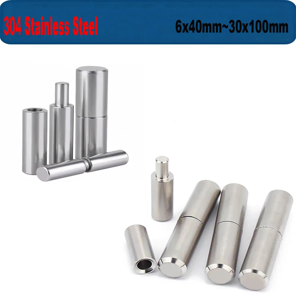 304 Stainless Steel Welded Hinged Cylindrical Removal Door Shaft Hinges Home Gate Window Part Male to Female Steel Hinge Pin