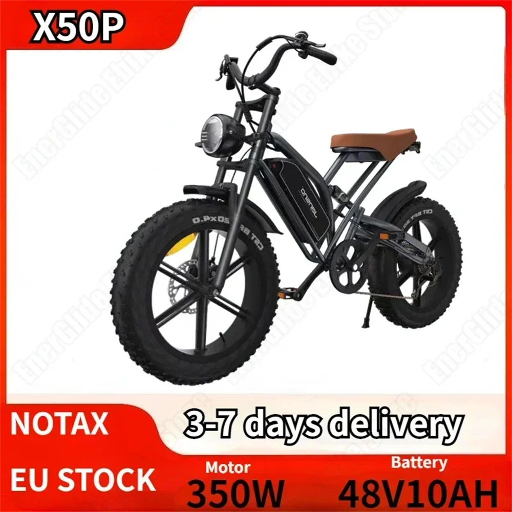 X50P E-bike 750W Brushless Motor 48V14AH Lithium Battery Retro Electric Bicycle 20*4 Inch Fat Tire Adult Mountain Electric Bike