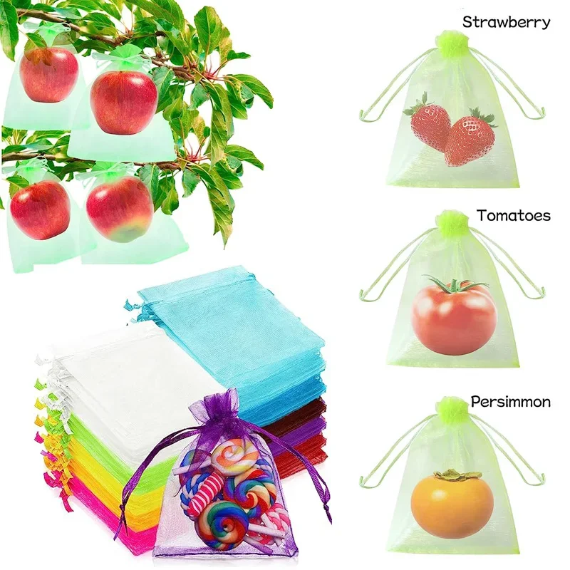 

50Pcs Fruit Trees Fruit Cover Mesh Bag 11 Sizes Fruit Protection Bags w/ Drawstring For Pest Control Anti-Bird Garden Tools