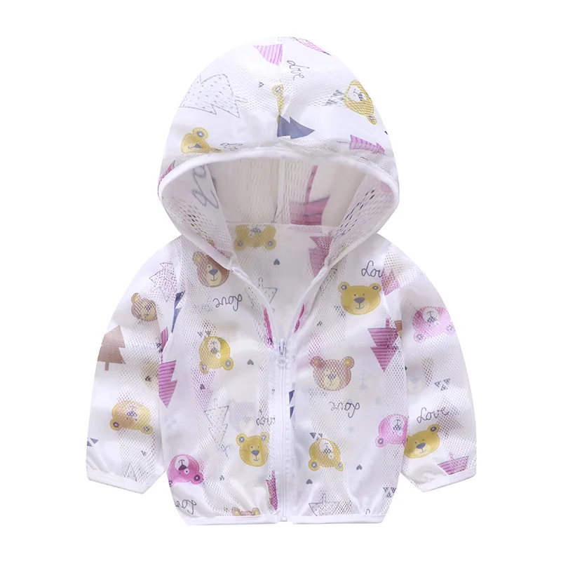 2025 Cute Baby Girl Jacket Boy Hooded Coat Sunscreen Baby Boys Girls Long Sleeved Summer Sun Protection Kids Clothes Outwear