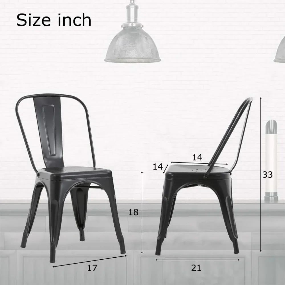 Metal Dining Chairs Set Of 4 Indoor Patio Chairs Kitchen Metal Chairs 18 Inch Seat Height Restaurant Chair image 3