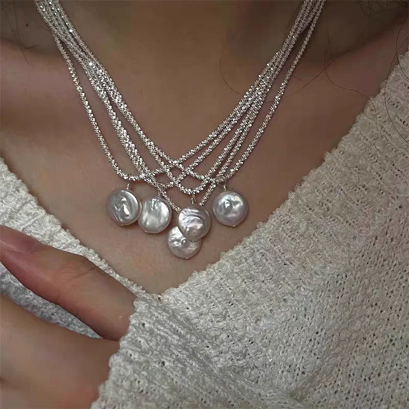 

Ожерелье из серебра 925 пробы с натуральными жемчужинами, Женские Ювелирные изделия, дизайнерское модельное платье в стиле панк, в стиле бохо, в японском и корейском стиле