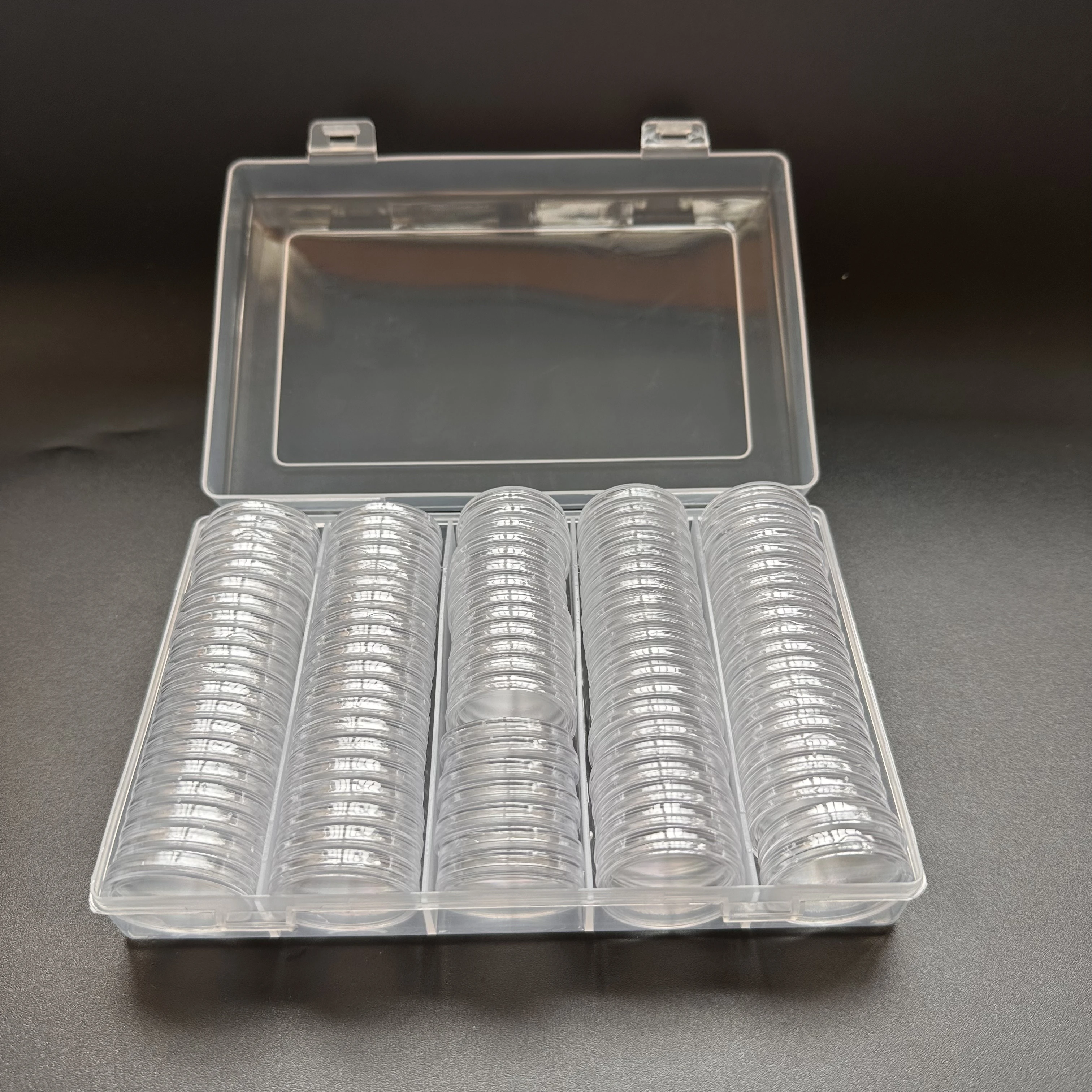 100x 18-33mm Coins Capsules Holder Clear Round Plastic Coin Container Case Transparent Collectable Coin Storage Gifts Box