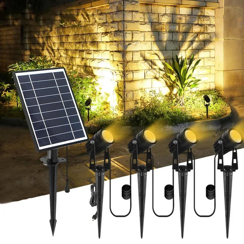 2026New One Driven Four Waterproof Solar Ground Plug Lamp Outdoor Lighting Garden Villa Courtyard Landscape Tree Lighting LED La