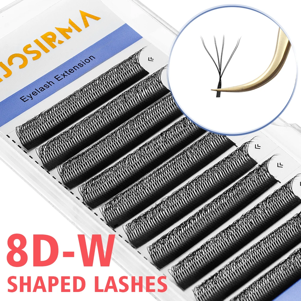 ANJOSIRMA-extensiones de pestañas naturales suaves, doble capa, forma 4D W, prefabricadas, 0,07 C D DD 8D, 8-15mm