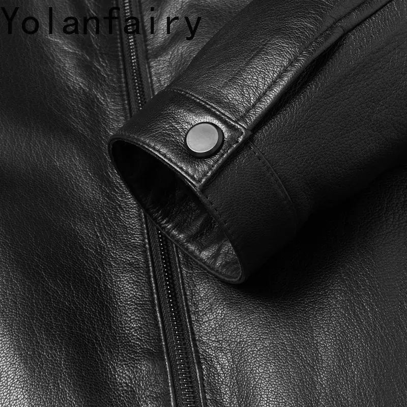 Yolanfairy jaqueta de couro de pele de cabra genuína dos homens inverno destacável forro de pele de vison casaco homem roupas casacos de pele real chaqueta hombre