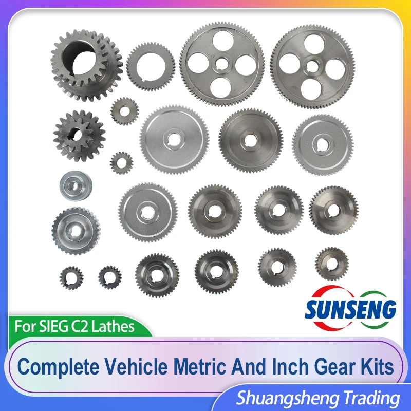 22pcs Metric & Imperial Metal Gears SIEG C2-399G/JET BD-6&BD-7 Lathe Gears