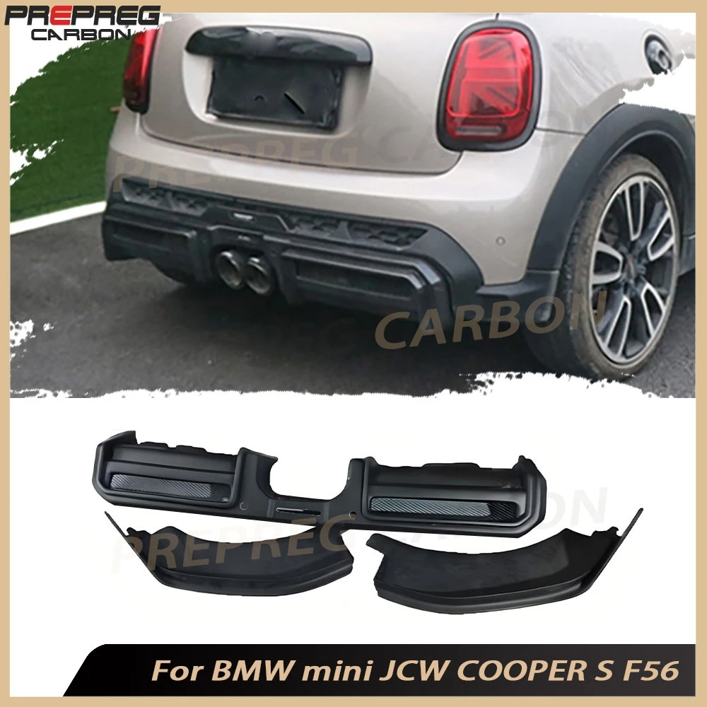 

For JCW Rear Diffuser Side Splitters Carbon Fiber Rear Bumper Diffuser Lip Spoiler For BMW MINI Cooper JCW F56 F57 2022-2024 FRP