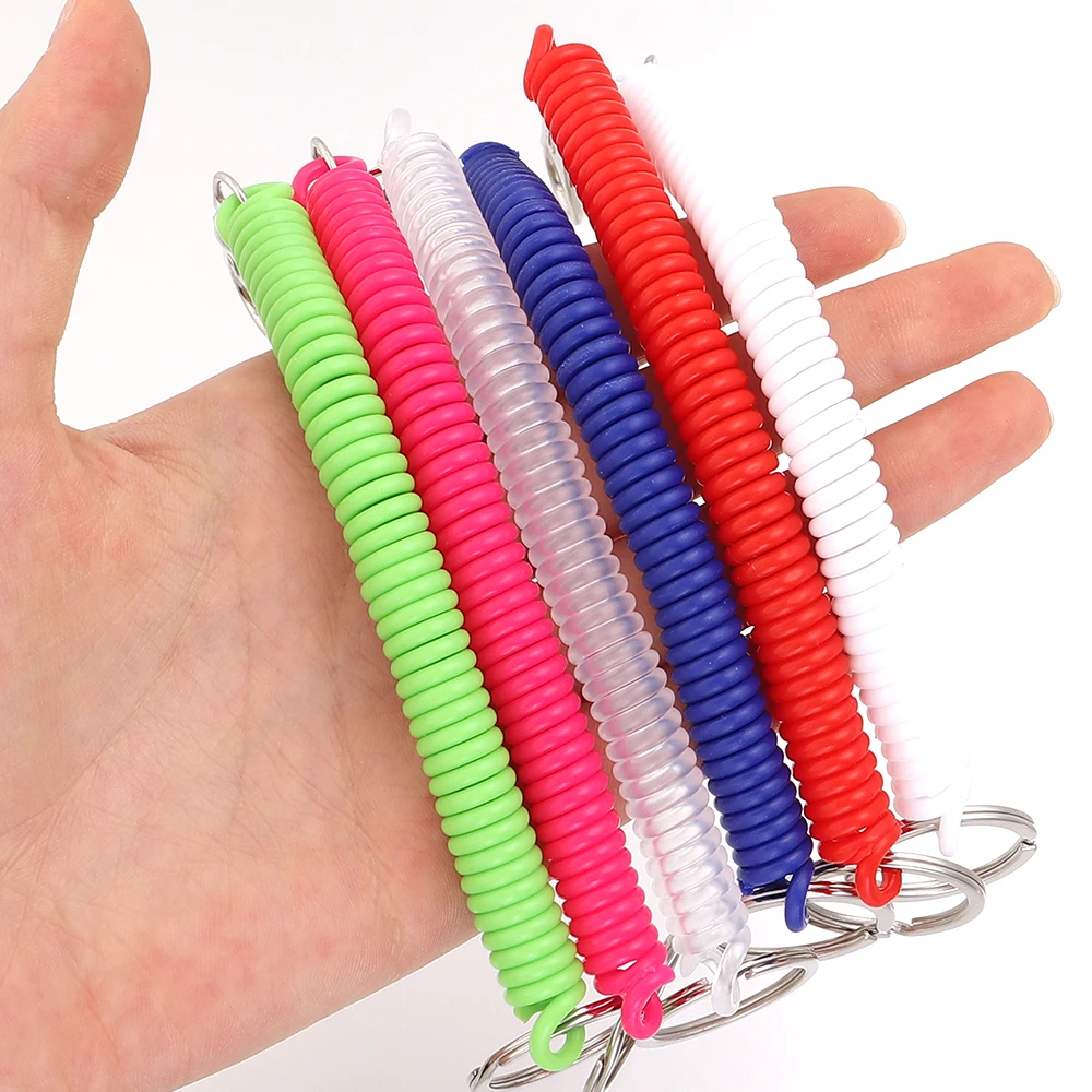 5 Stück EVA Dehnbarer Elastischer Einziehbarer Schlüsselanhänger Handgelenk-Spiralfeder-Stretch-Lanyard Schlüsselkette Diebstahlsicherer Schlüsselhalter – Detail 3