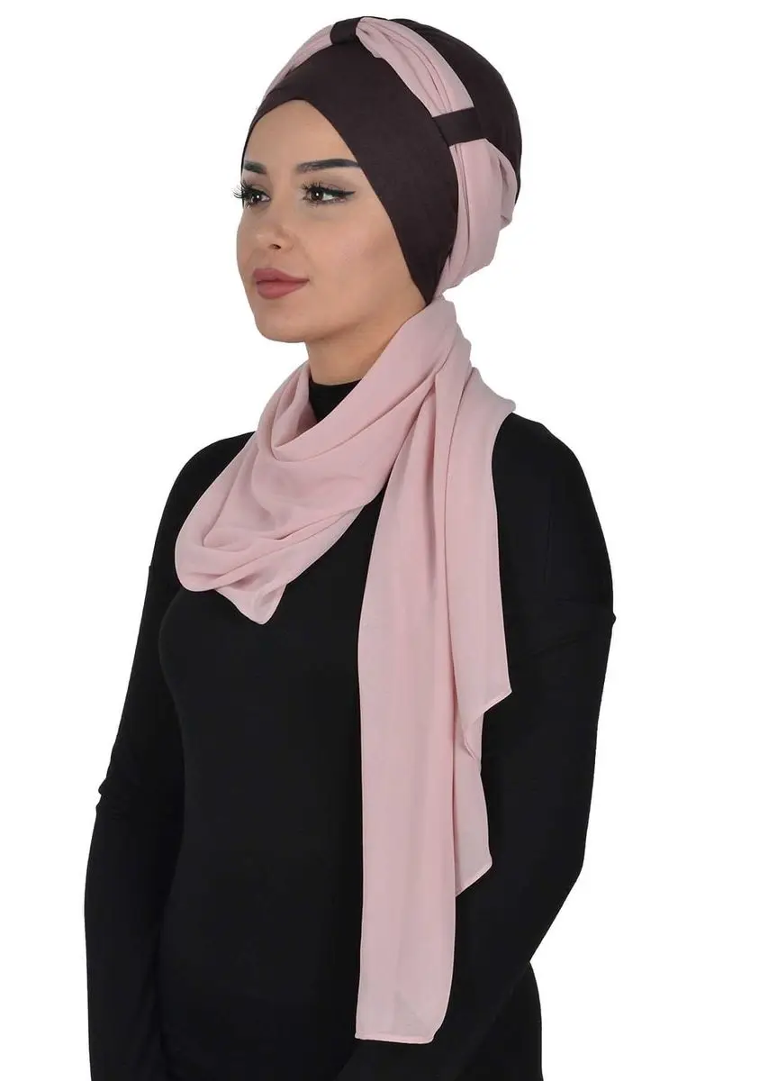 Chal de gasa de algodón peinado marrón