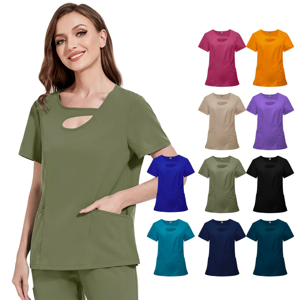 Scrub Set For Doctors Nurses in Nursing Homes and Beauty Salons Workwear for Healthcare Workersw Design Neck 4 Way Stretch Top