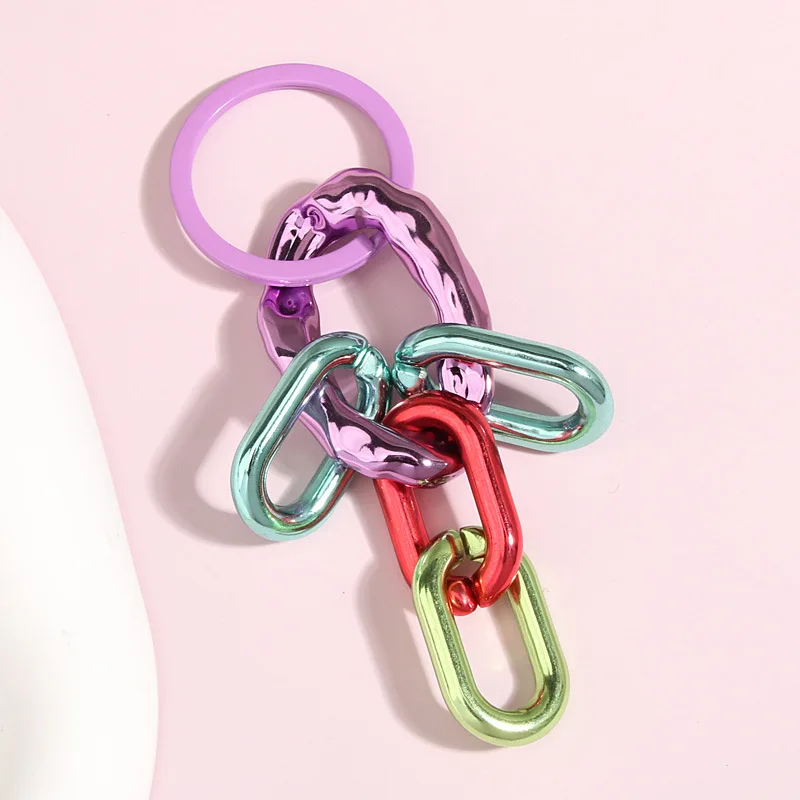 Acrylic Frosted Color Chain Key Chain With Candy Color Creative Senior Color Car Ring Hanging Ornaments