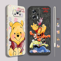 Anime Winnie The Pooh For Xiaomi POCO X5 M5 C40 M4 X4 F4 C40 X3 NFC F3 GT M4 M3 M2 Pro 4G 5G Liquid Left Rope Phone Case Fundas