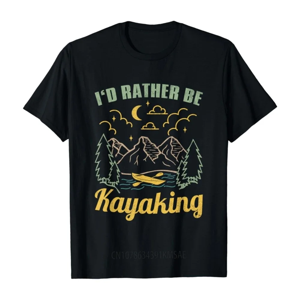 Retro Id Rather Be Kayaking Canoeing Kayak Lovers Rower T-Shirt  Streetwear  Graphic T Shirts  Men Clothing  Camisas