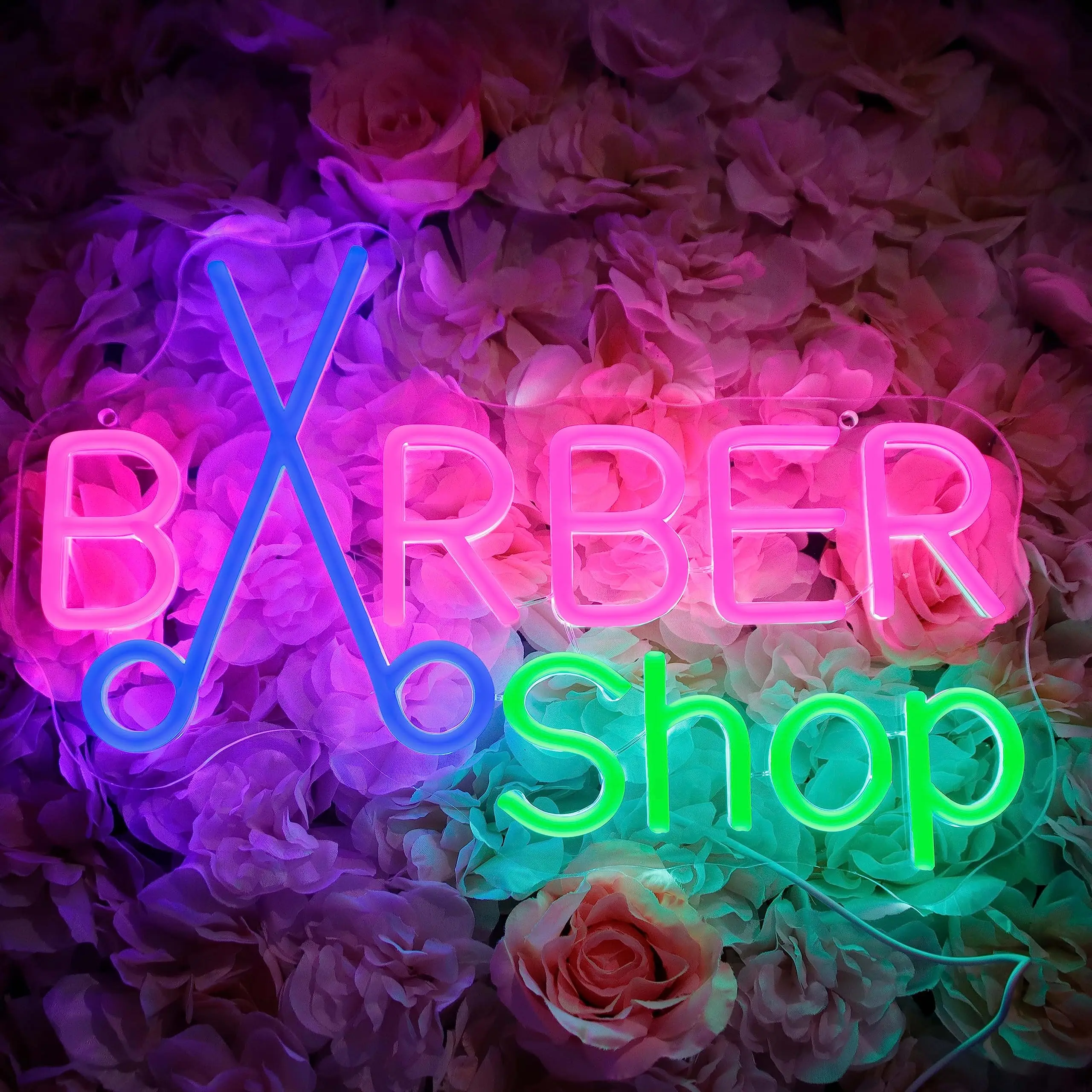 Barber Shop Neon Sign LED Sign USB Powered Neon Light with Switch for Store Window Business Display Open Neon