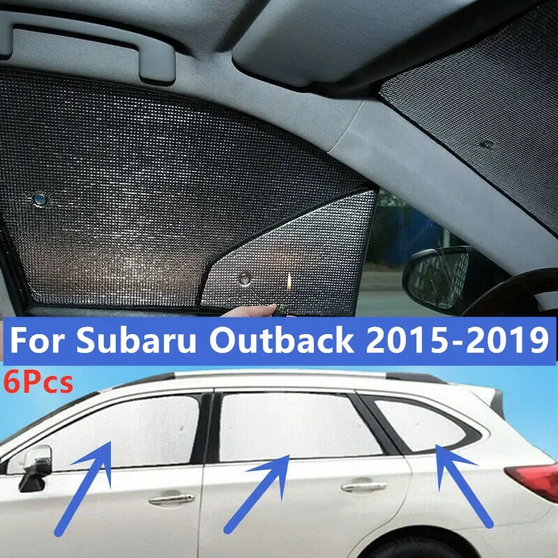 

6Pcs Side Window Thick Privacy Interior Anti-UV Sun Visor Sunshade Aluminum Foil For Subaru Outback 2015 2016 2017 2018 2019