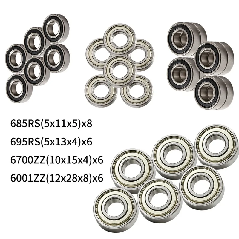 26pcs Complete Sealed Bearing Kit for 1/14 RC Hydraulic Excavator Model Track & Swing Transmission Gearbox Parts