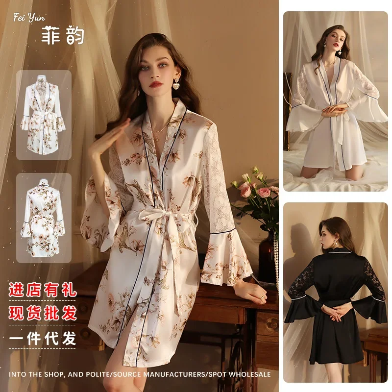 

Nightgowns Bathrobe Women's Clothing Homewear Thin Lace Comfortable Cardigan Casual Sexy Fashion Breathable Loose Fit Large Size