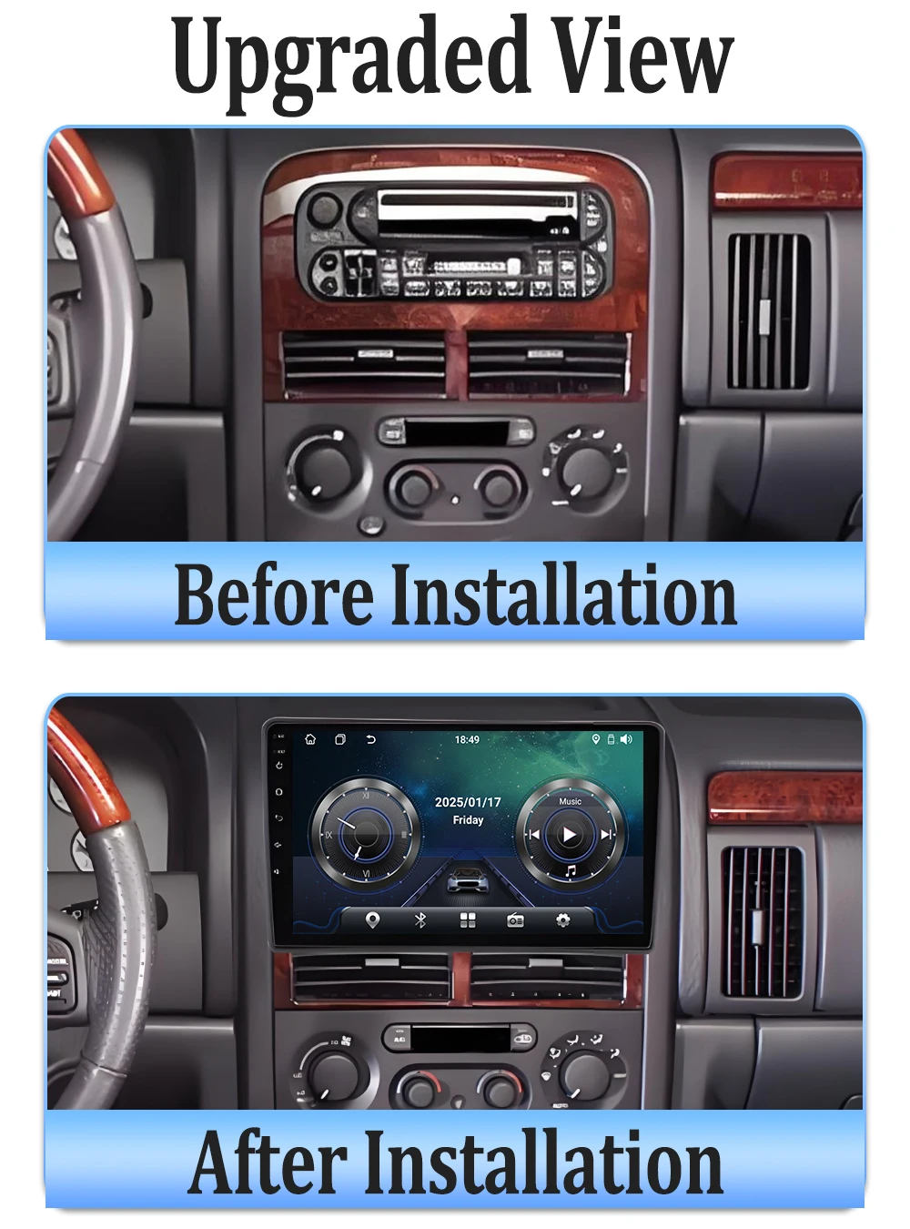 ستيريو سيارة أندرويد 15 نظام ملاحة GPS تلقائي لسيارة جيب جراند شيروكي II WJ 1998 - 2004 Carplay شاشة تعمل باللمس Autoradio 8 Core DSP 5G