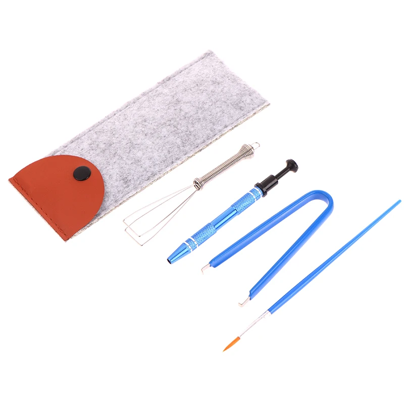 1 Set Mechanical Keyboard Cleaning Tool Kit Metal Keycap Puller Stem Holder Switch Puller Lubrication Pen Lube Brush with Bag