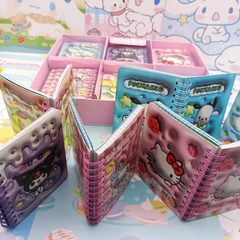 24pcs Cartoon Sanrio Coil Book Kuromi My Melody Cute Notebook Portable Notepad Mini Hand Account Book Stationery Wholesale