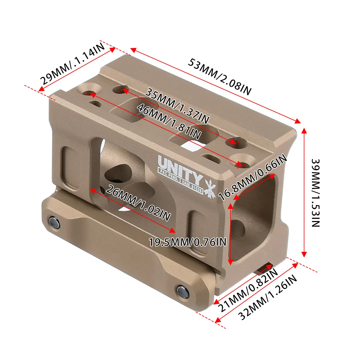 UNITY Fast Ftc 2.26" Optic Riser Mount RM Red Dot For T01 T02 Red Dot G43 G33 Magnifier Scope Mount fit HRF SKIFF Riser Mount view 4