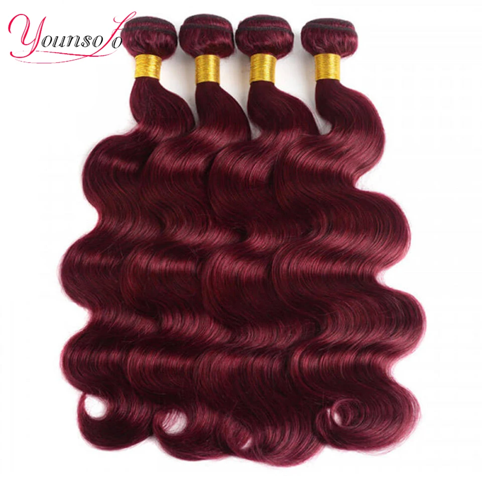 30Inch 99j Human Hair Bundles Body Wave Burgundy Red Brazilian Human Hair 1/3/4PCS Body Weave Bundles For Women Hair Extensions