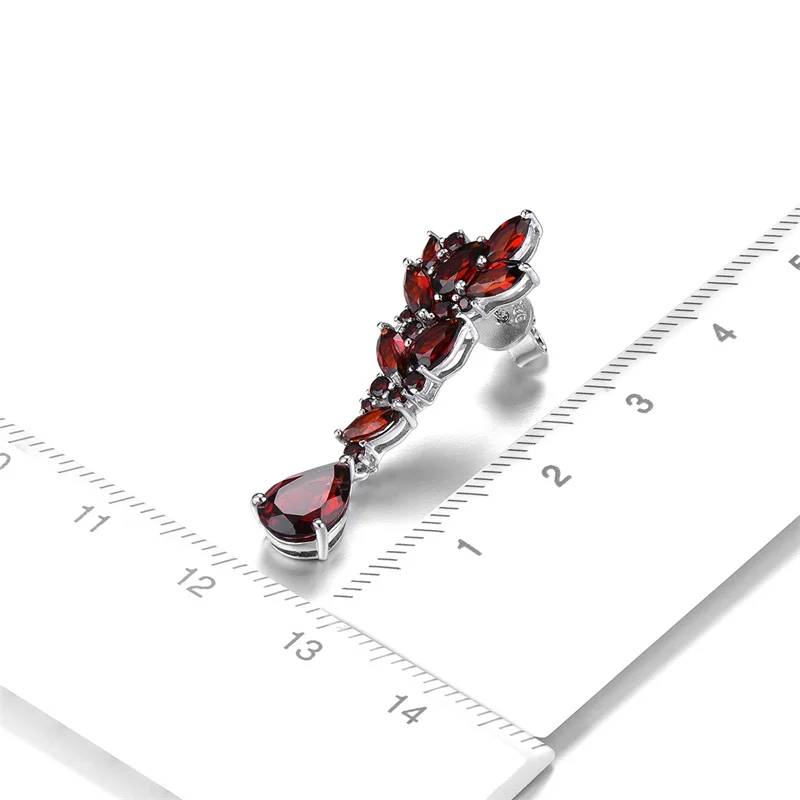 Natural Red Garnet Sterling Silver Drop Earring Women Romantic Style 5.8 Carats Genuine Gemstone Christmas Gift Top Quality