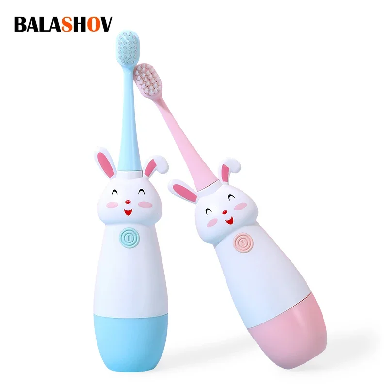 New Cute Bunny Cartoon Kids Electric Toothbrush - Sonic Non-Slip Soft Fur - Household Children's Portable Rotation