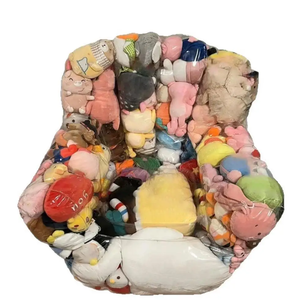 Transparent Children Plush Toys Storage Chair Cover Bean Bag With Zipper Waterproof Lazy Sofas Seat Doll Storage Bags Bean Bag