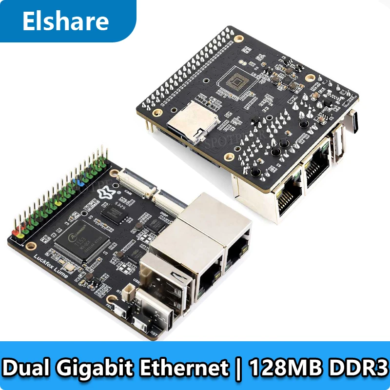 

Плата для разработки на Linux Luckfox Lume Allwinner T153 с DDR3, двумя портами Gigabit Ethernet, 128 МБ