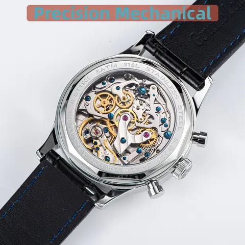 Watch Seagull Men Sugess 1963 Pilot Watch Men Mechanical Chronograph Panda Wristwatch Air Force Sapphire Waterproof for Seagull Movement ST1901 v3