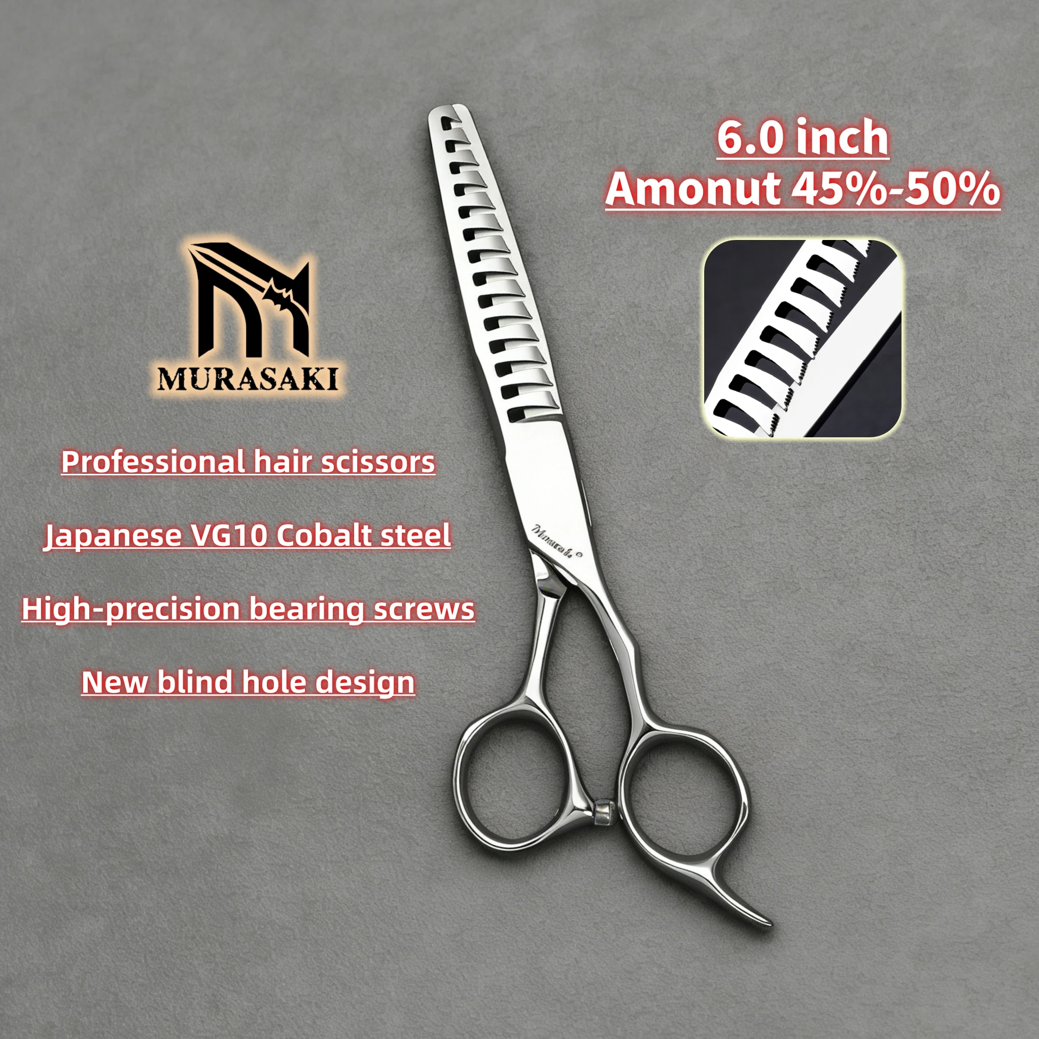 MURASAKI Professional Hair Thinning Scissors, 6.0 Inch VG10 Steel Texture Scissors for Man and Woman, High-End Barber Accessorie