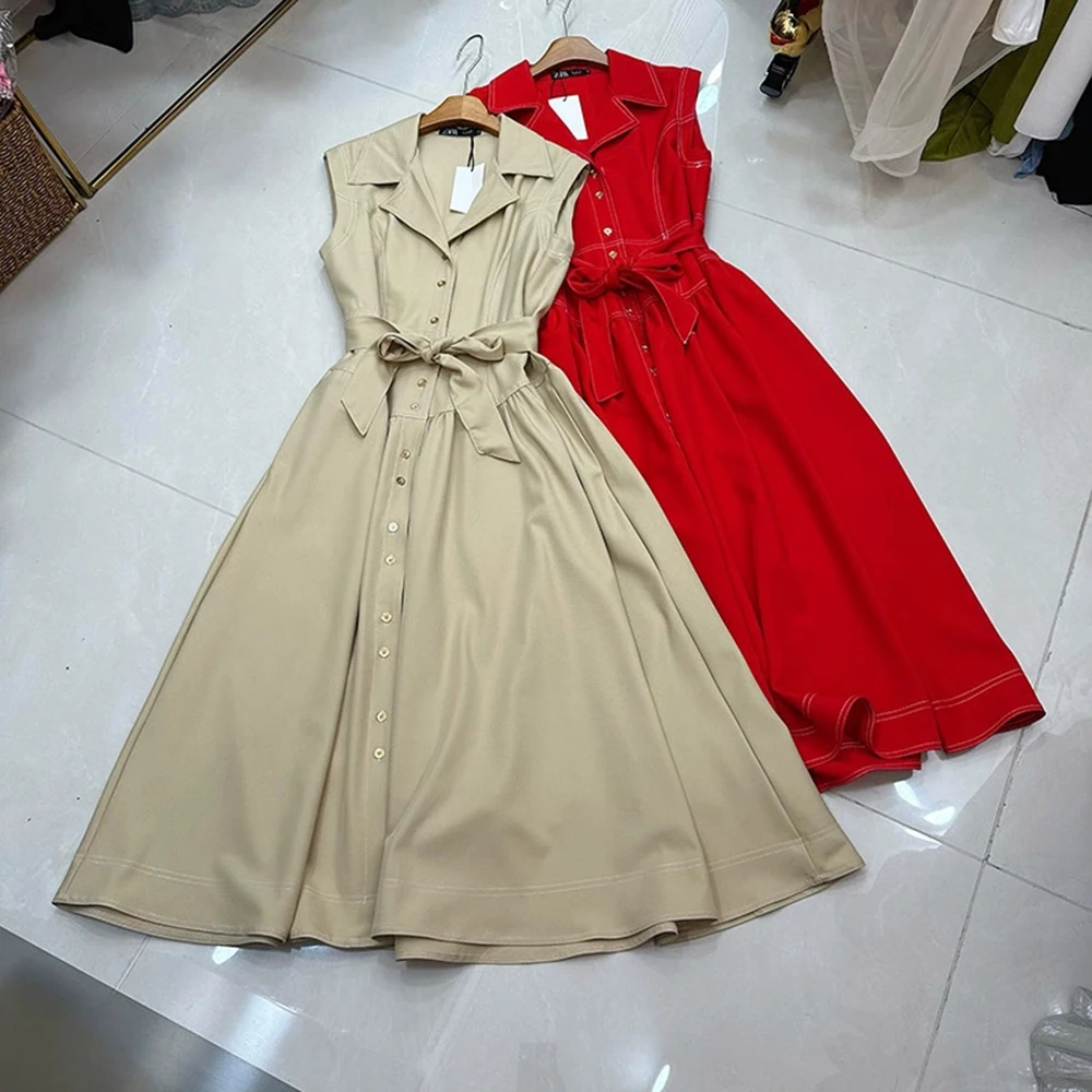 

Summer Retro Waist-cinching Slim Fit Women's Dress with Empire Patchwork Hollow-out Lace-GZXXX353