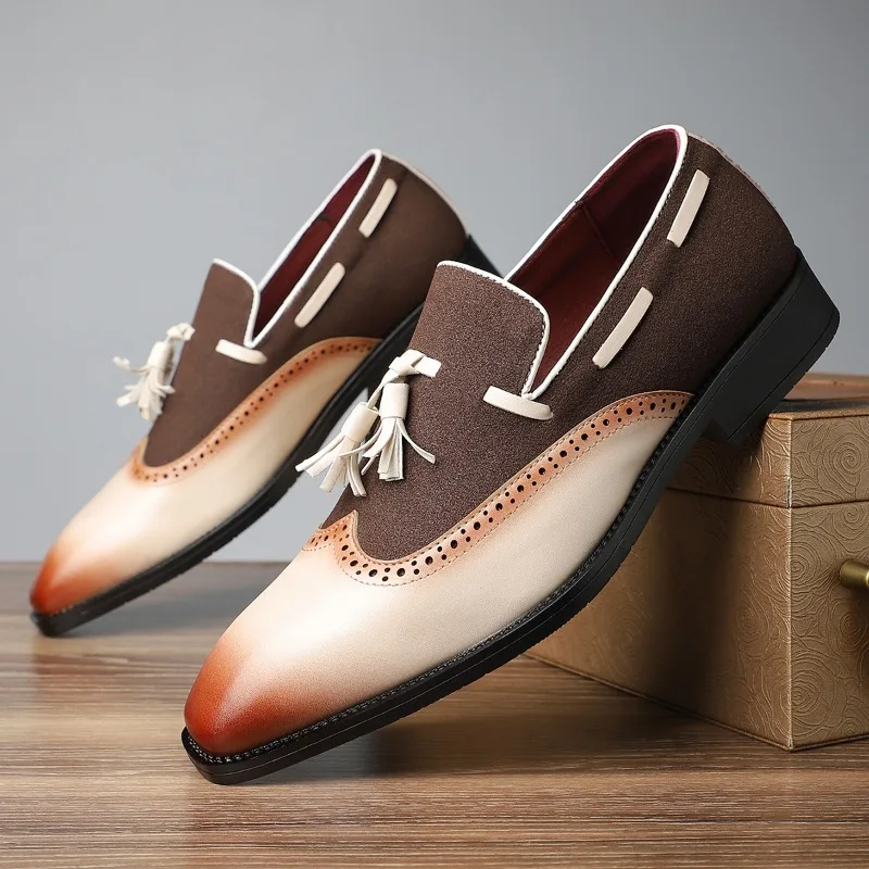 

Men's Loafers Luxury Brand Casual Leather Shoes Fashion Business Formal Shoes Classic Brock Leather Shoe Tassel Design Men Shoes