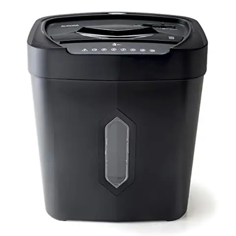 Paper and Credit Card Shredder with 5.2 gal Wastebasket for office use, metal body, black color, high-security cross-cut shredd