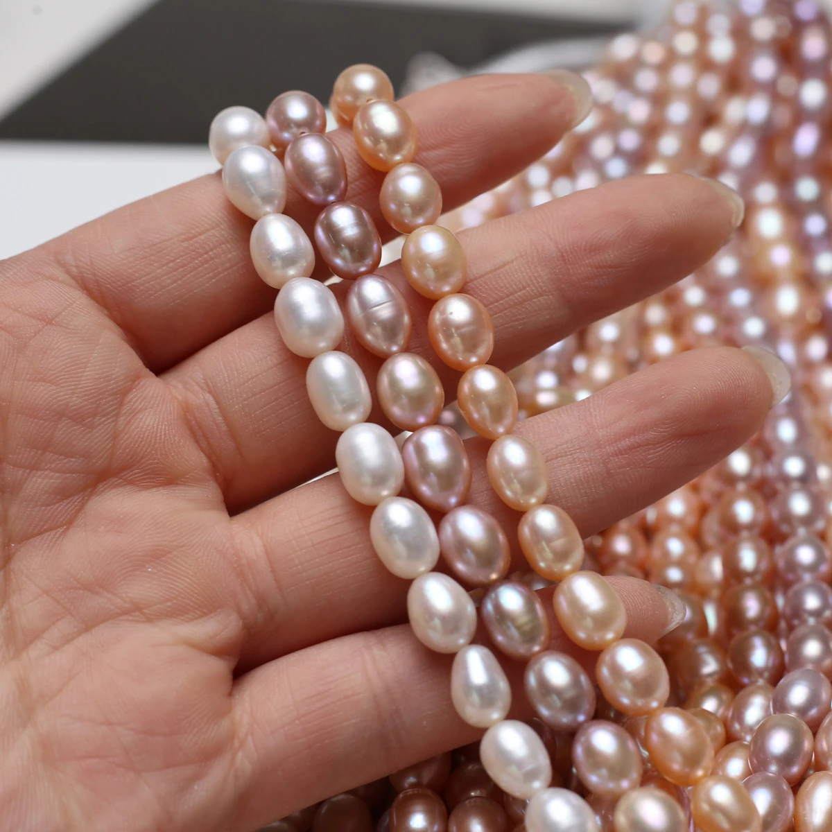 

AAA Rice Pearl Natural Freshwater Pearl 7-8mm For Jewelry Making DIY Necklace Earrings Bracelet Accessory Length 36cm