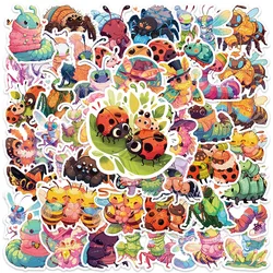 Pegatinas de dibujos animados de abeja, Araña, Mariquita e insectos para niños, equipaje, portátil, botella de agua, diario, teléfono, calcomanías de vinilo para bicicleta, 50 piezas
