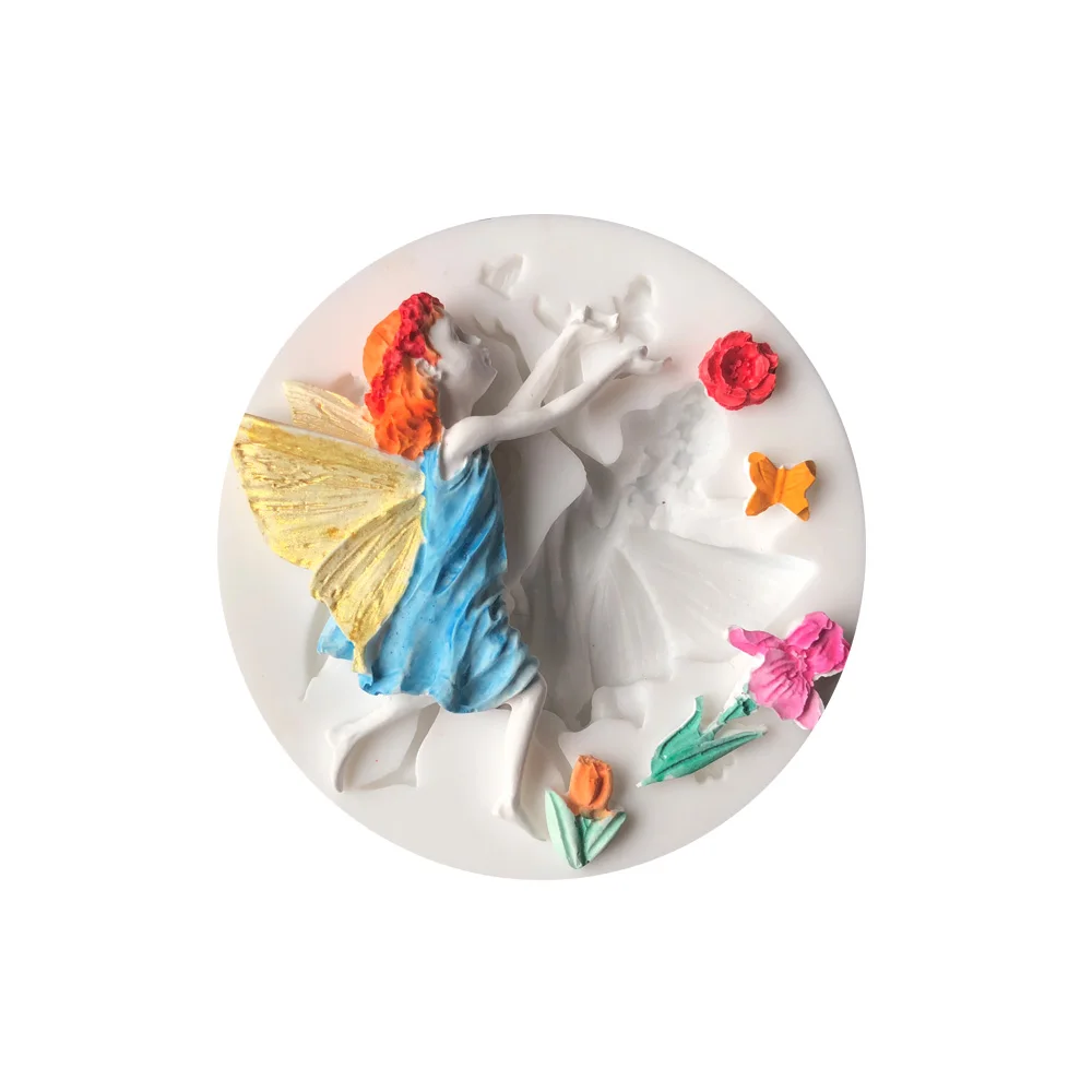 Flower Fairy Molding Fondant Cake Silicone Mold Candy Chocolate Molds Cookies Pastry Biscuits Baking Tools Cake Decoration Mould