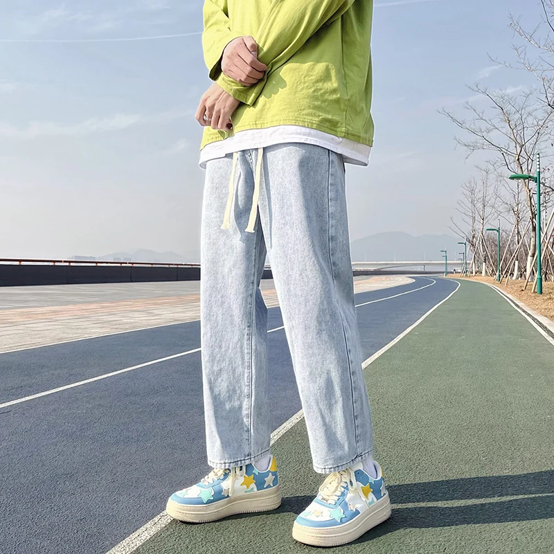 

Мужские джинсы прямого кроя на флисовой подкладке, повседневные, в стиле High Street, на весну, осень и зиму, свободного кроя, удобные, в американском стиле