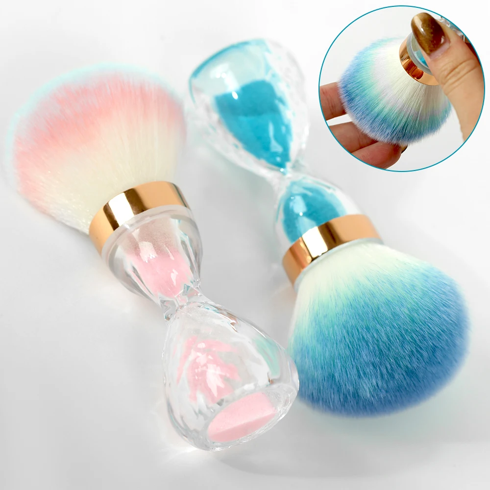 Nail Art Dust Brush For Nails Hourglass Handle Powder Remove Soft Cleaning Nail Brush For Manicure Gel Nail Accessories Tool