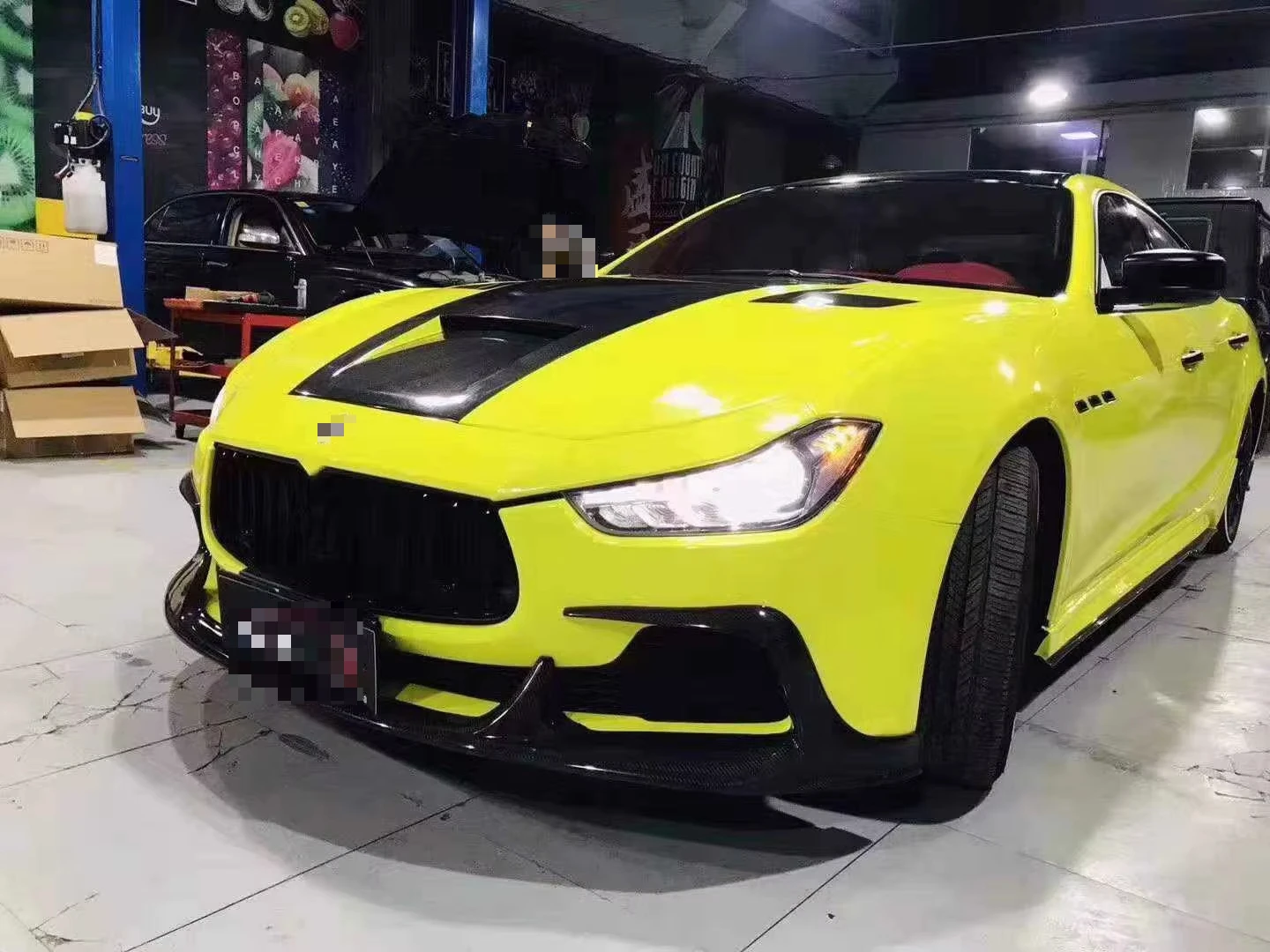 

Product Customization Asp Style 100% Carbon Fiber Body Kit forMaserati Ghibli - Front Lip/Rear Diffuser/Side Skirts/Hood